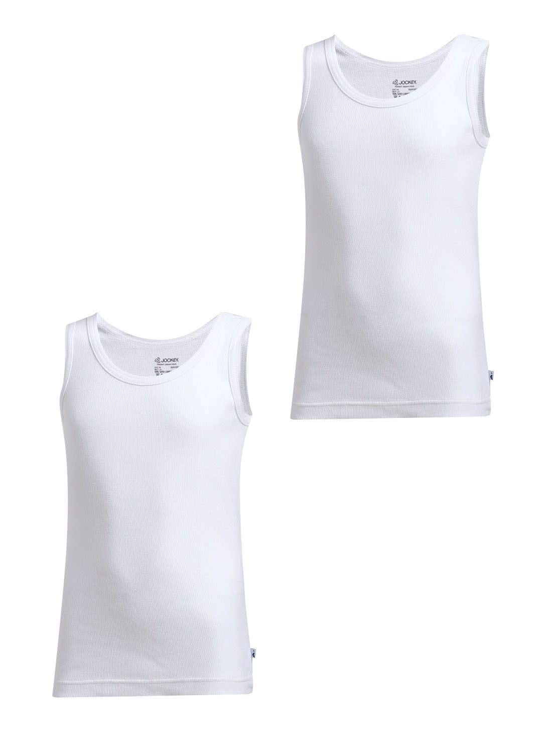 Jockey Boy's Regular Fit Vest (3321_White_11-12 Years_White_11-12 Years)