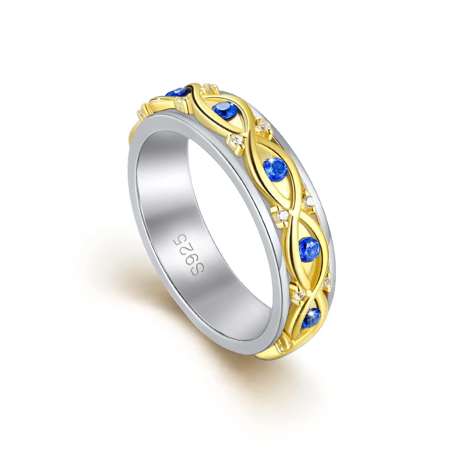 Anillo giratorio de plata de ley 925 para ansiedad, para mujeres, hombres e hijas