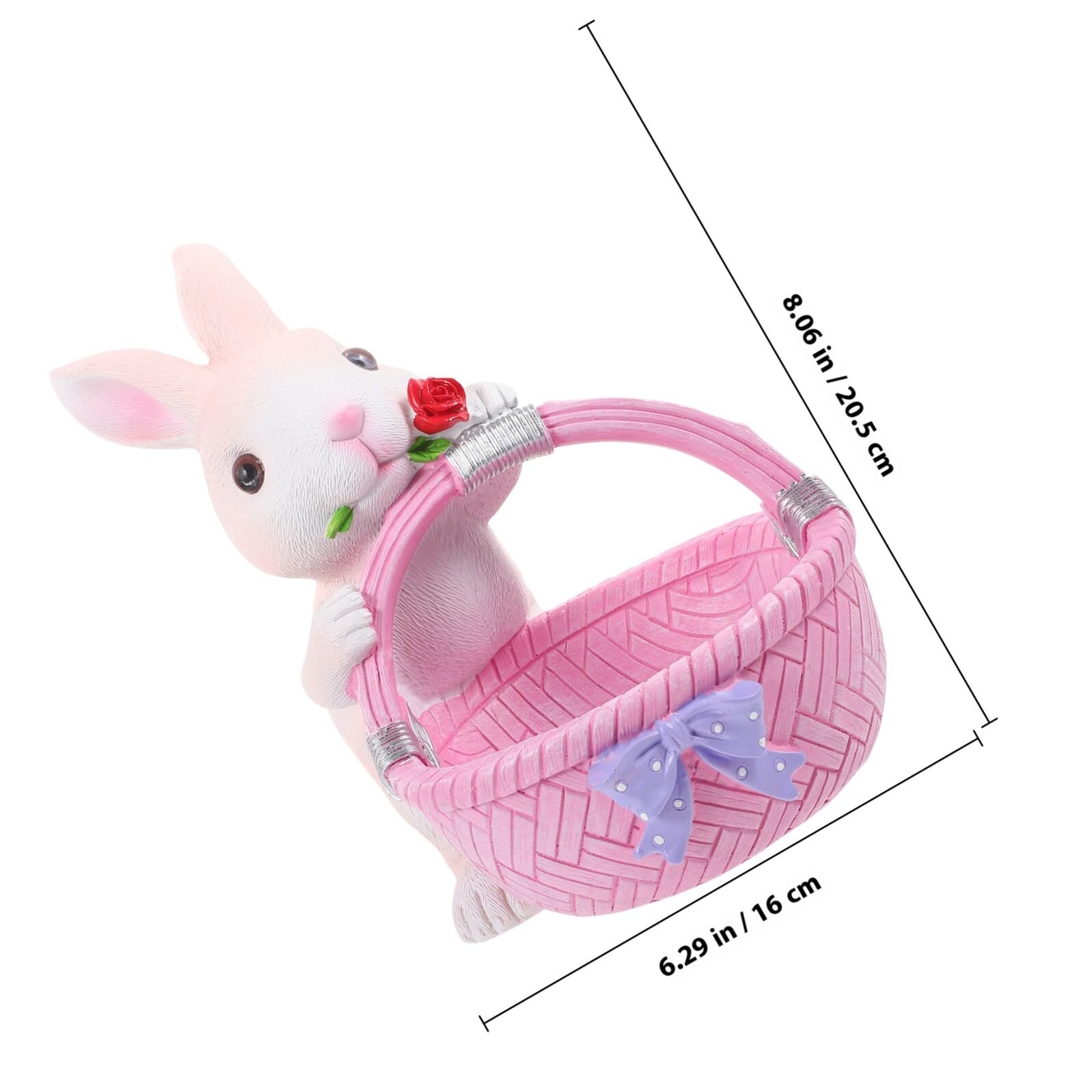 SHINEOFI Decorazione Pasquale Coniglio in Resina Rosa a Forma di Cesto, Scultura da Tavolo Adorabile per Arredamento Casa e Soluzione di Stoccaggio