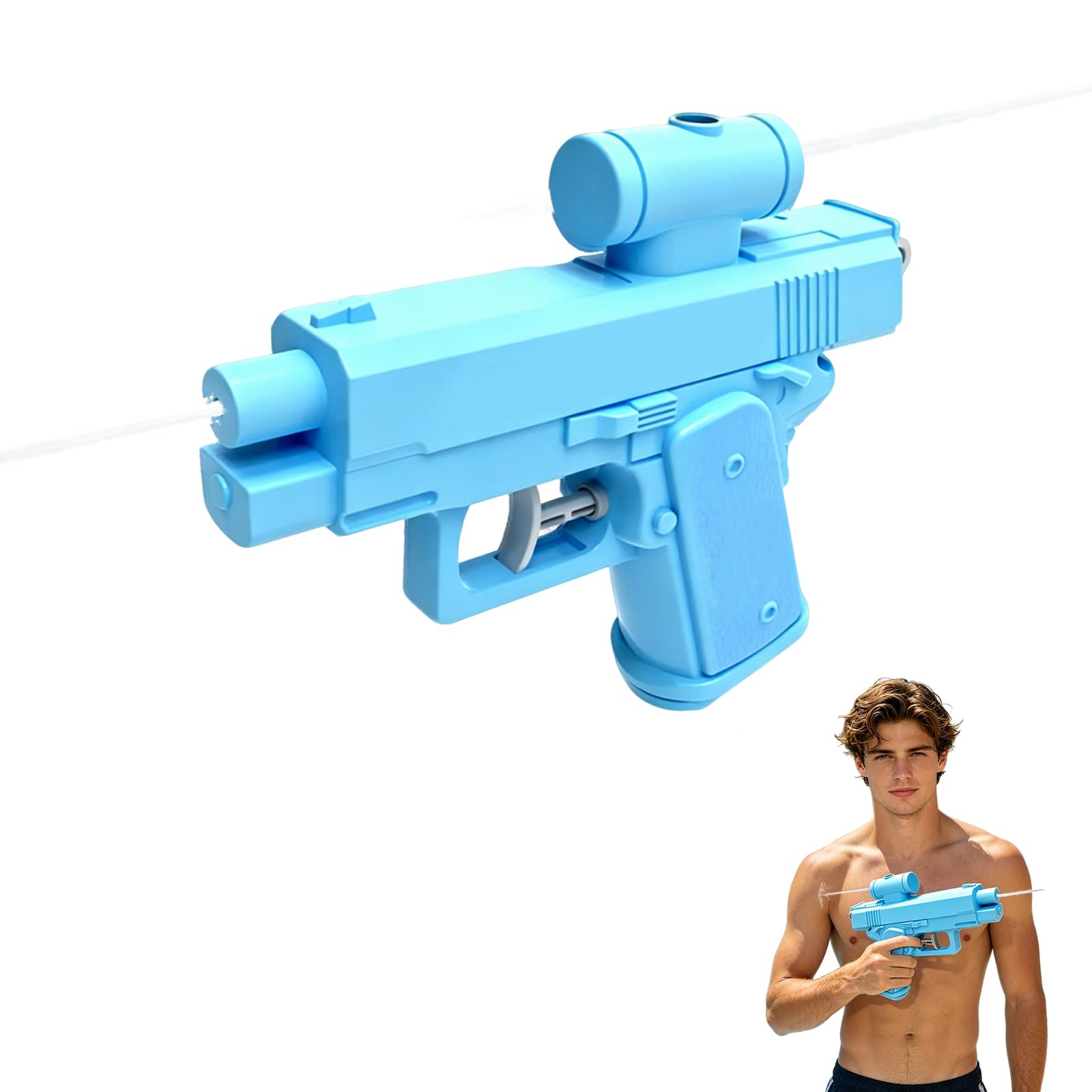 BRTNUP Prank Water Gun, Prank Two-Way Water Gun Lightweight Reverse Water Pistol Spray from Front & Back Novelty Reverse Water Guns Creative Prank Water Pistol for Summer Parties & Outdoor Fun (Blue)