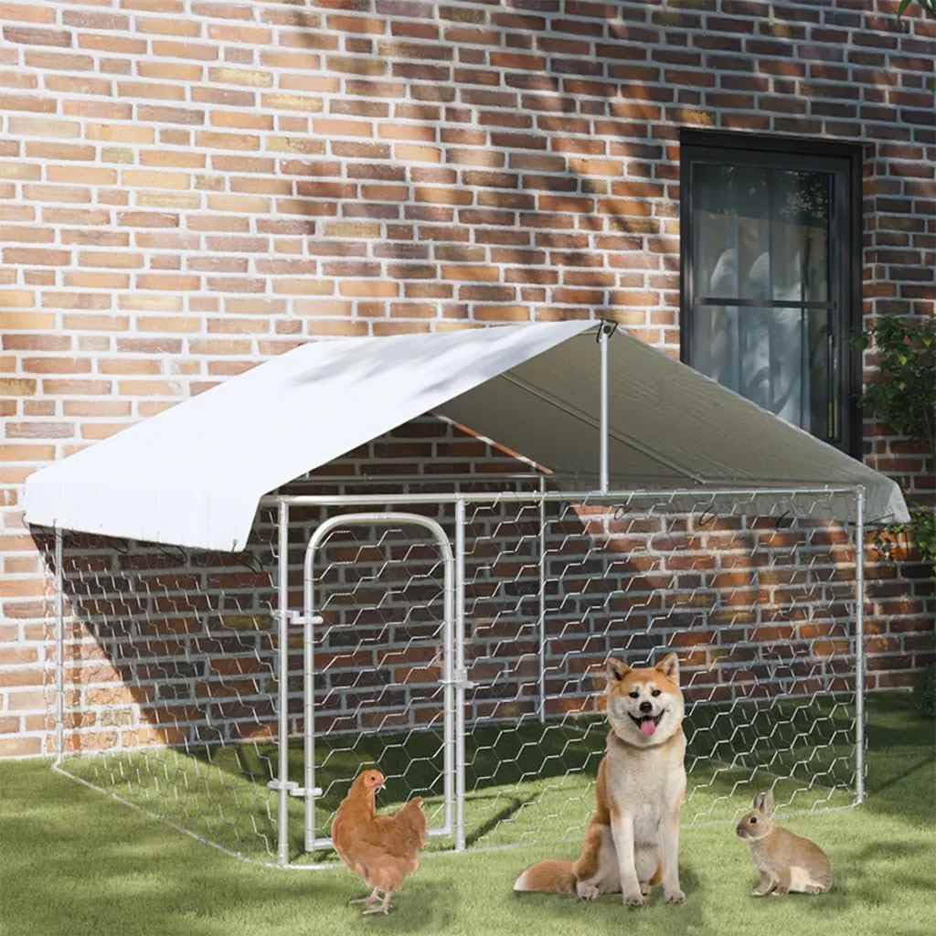 Chenil Extérieur avec Toit pour Chien, Chenil d'Extérieur Enclos Cage pour Chien Métal 200x200x150 cm