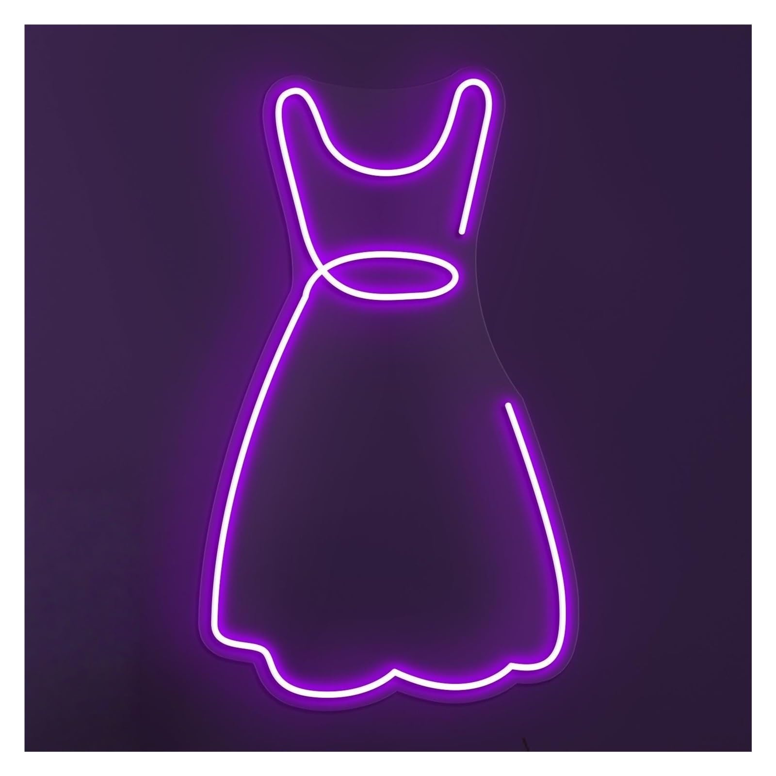 RONGCH Hanging Art Signs Skirt Neon Sign, Suitable for Dress Shop Decor with Brightness Adjustable 38cm(Purple)