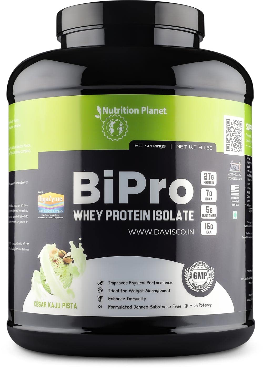 [BRSRMGQBCEFBO2Y3] Nutrition Planet BiPro - Whey Protein Isolate (With real Cashew, Pistachio & Saffron) for Pre/Post Workout Recovery (Kesar Kaju Pista - 4lb, 60 Servings)