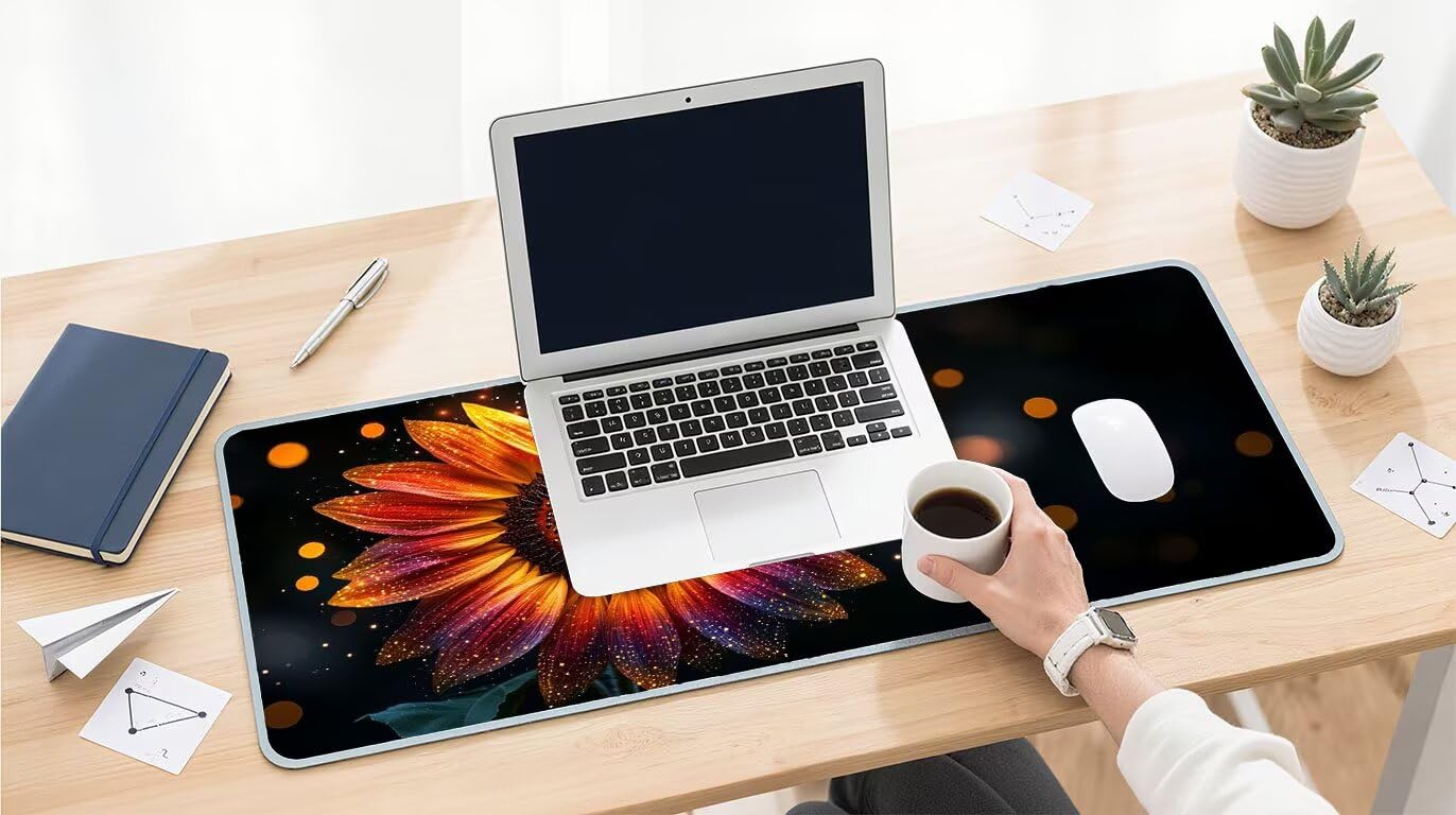 Podkładka pod mysz XXL 1400 x 600 mm podkładka pod mysz dla graczy kwiat duża podkładka pod mysz biurową akcesoria słonecznikowa podkładka pod mysz z antypoślizgową podstawą wodoodporna podkładka pod