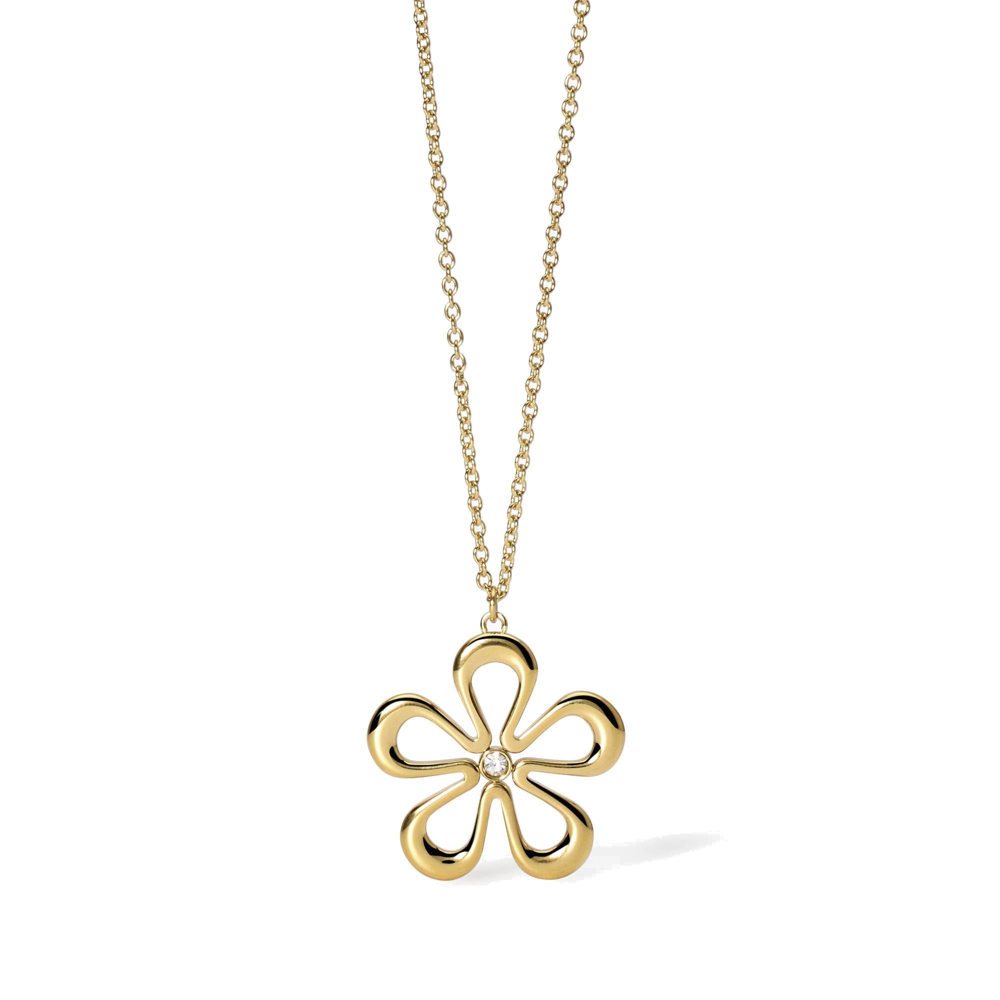 KIDULT - Collana Donna - Collana In Acciaio Dorato Con Fiore - 851029