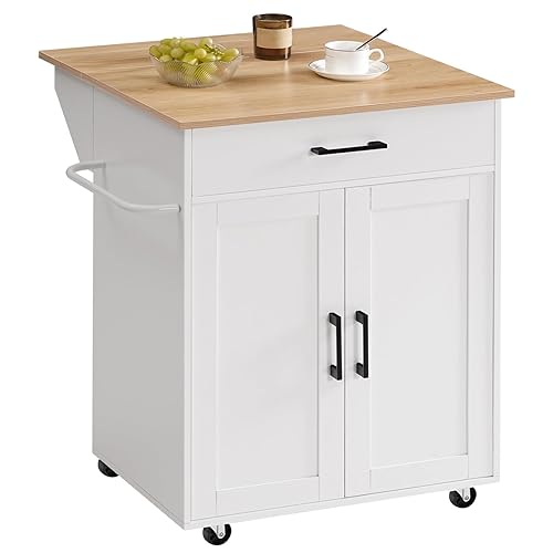 Kitchen Island on Wheels with Drop Leaf, Folding Countertop Kitchen