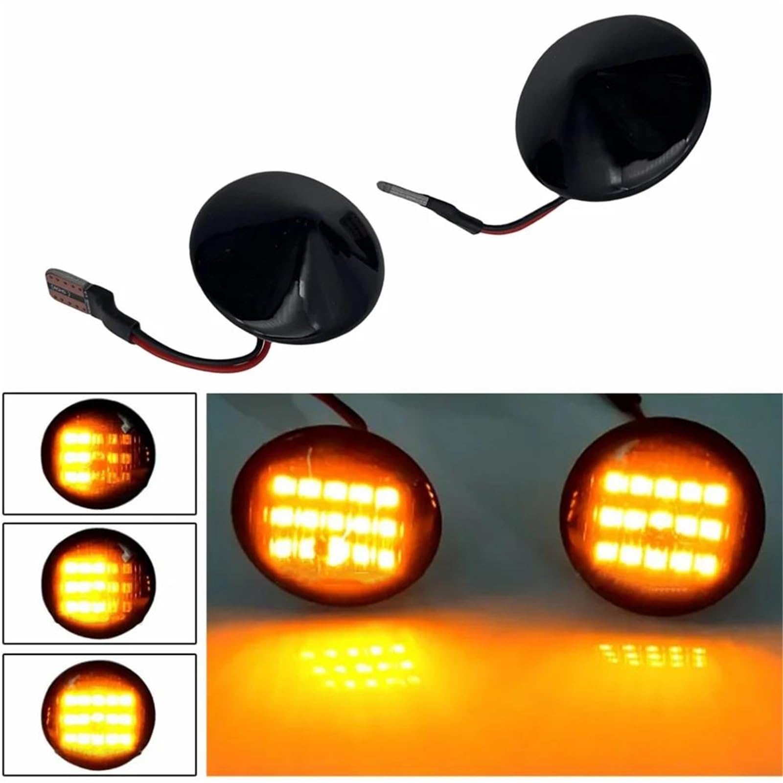 ESPYN Indicatore Direzione per Fiat per Punto 188 1999-2010 per Fiat per Doblo 2001-2005 2 Pezzi Dinamica LED Indicatori di Direzione Indicatore Laterale Lampada Fanale Fanalino Freccia(Smoked Black)