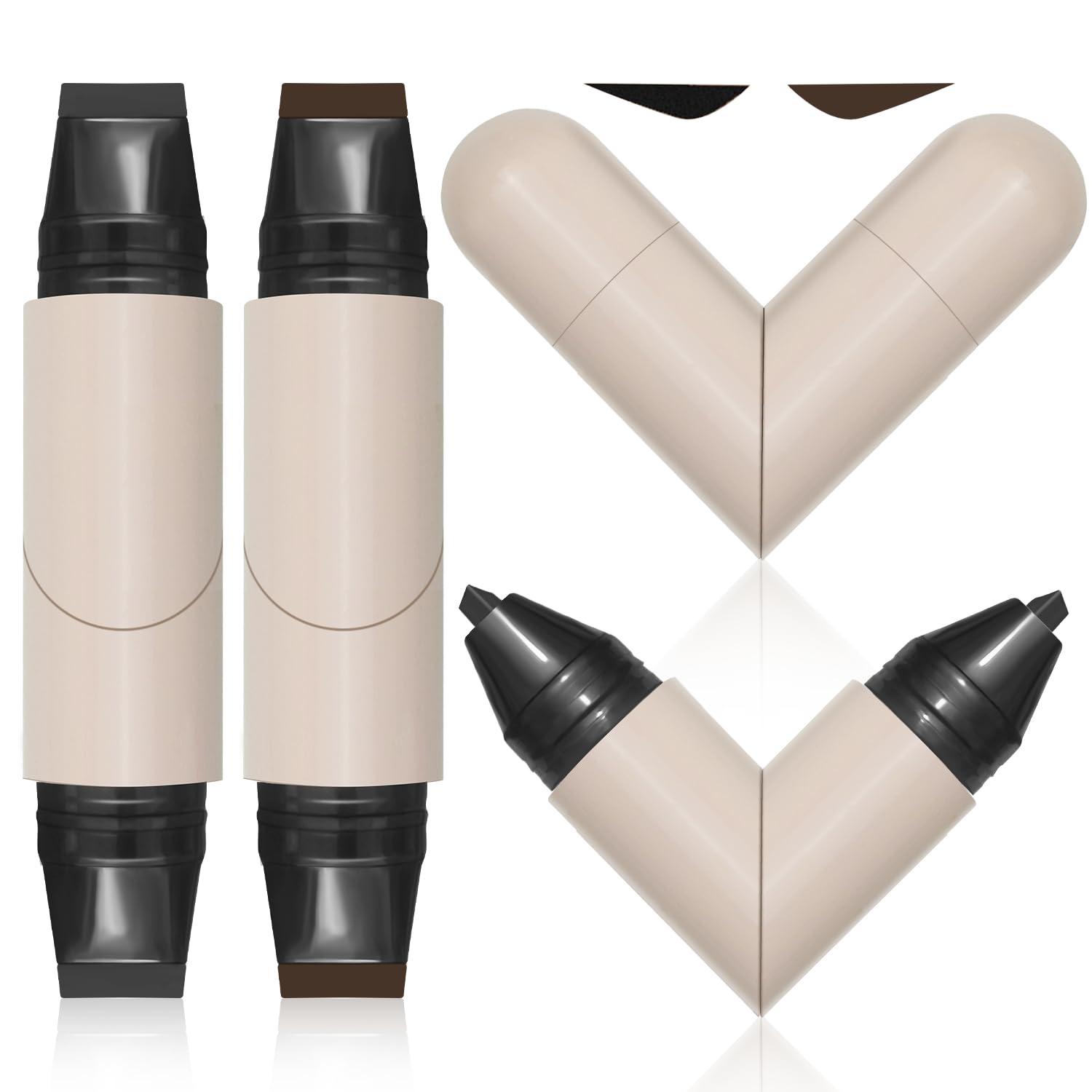 Eyeliner Stamp, 2Pcs Dual-Ended Rotating Winged Eyeliner Stamp Pen, Foldable Smudge-Proof Waterproof Eyeliner Pen for Beginners, Quick Easy Eyeliners Tool, for All Eye Shapes (Black+Brown)
