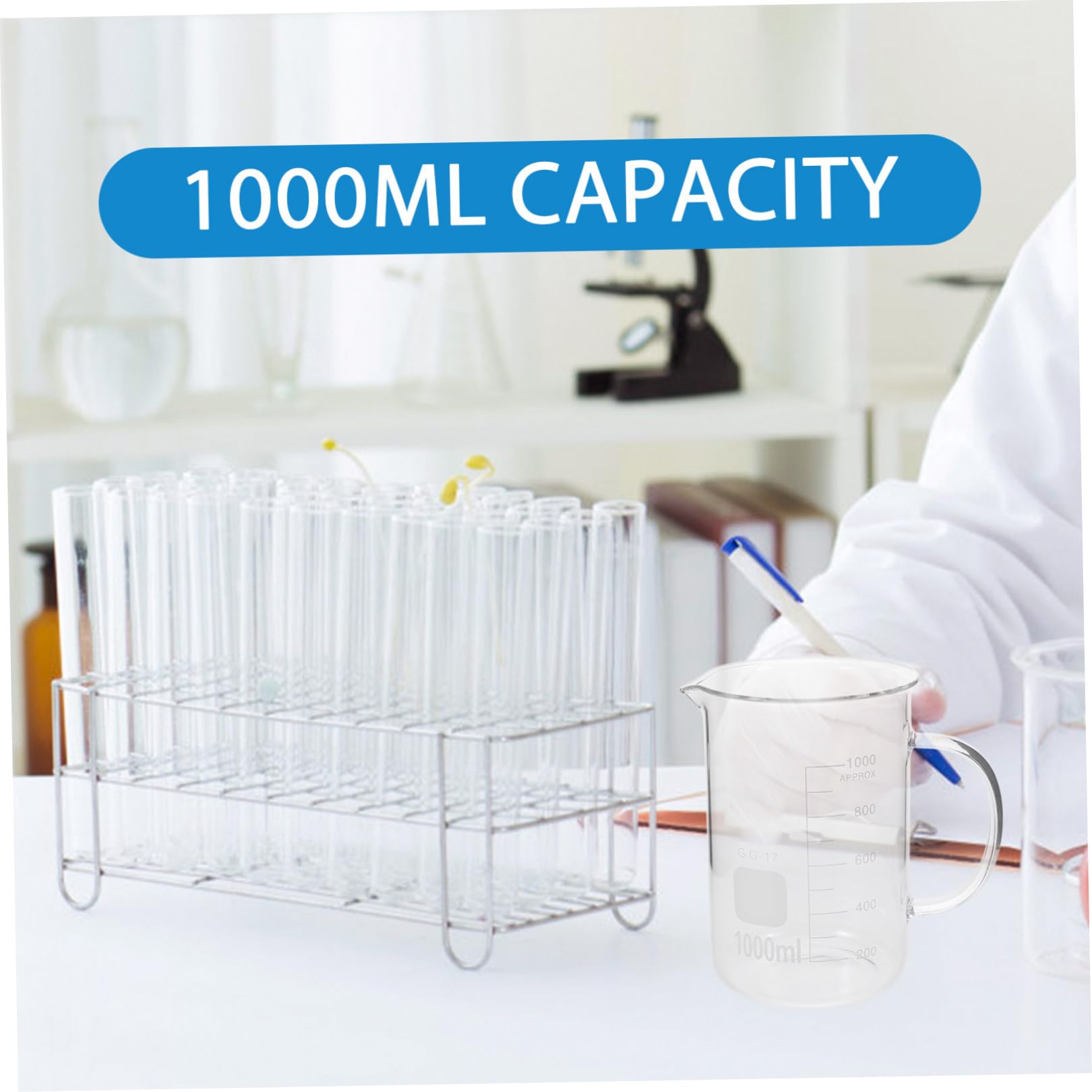 Glasbecher mit Griff und Ausguss, 1000ml Messbecher aus Glas