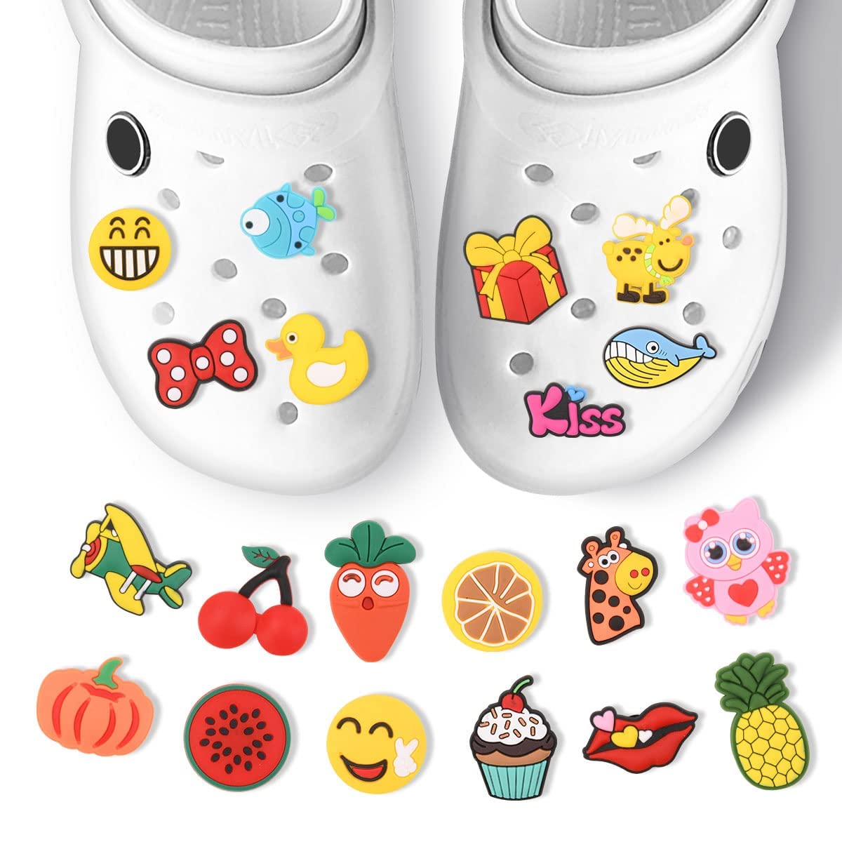 Ainiv Shoe Charms 110 Piezas Adornos de Zapatos PVC Encantos Cristal Clog