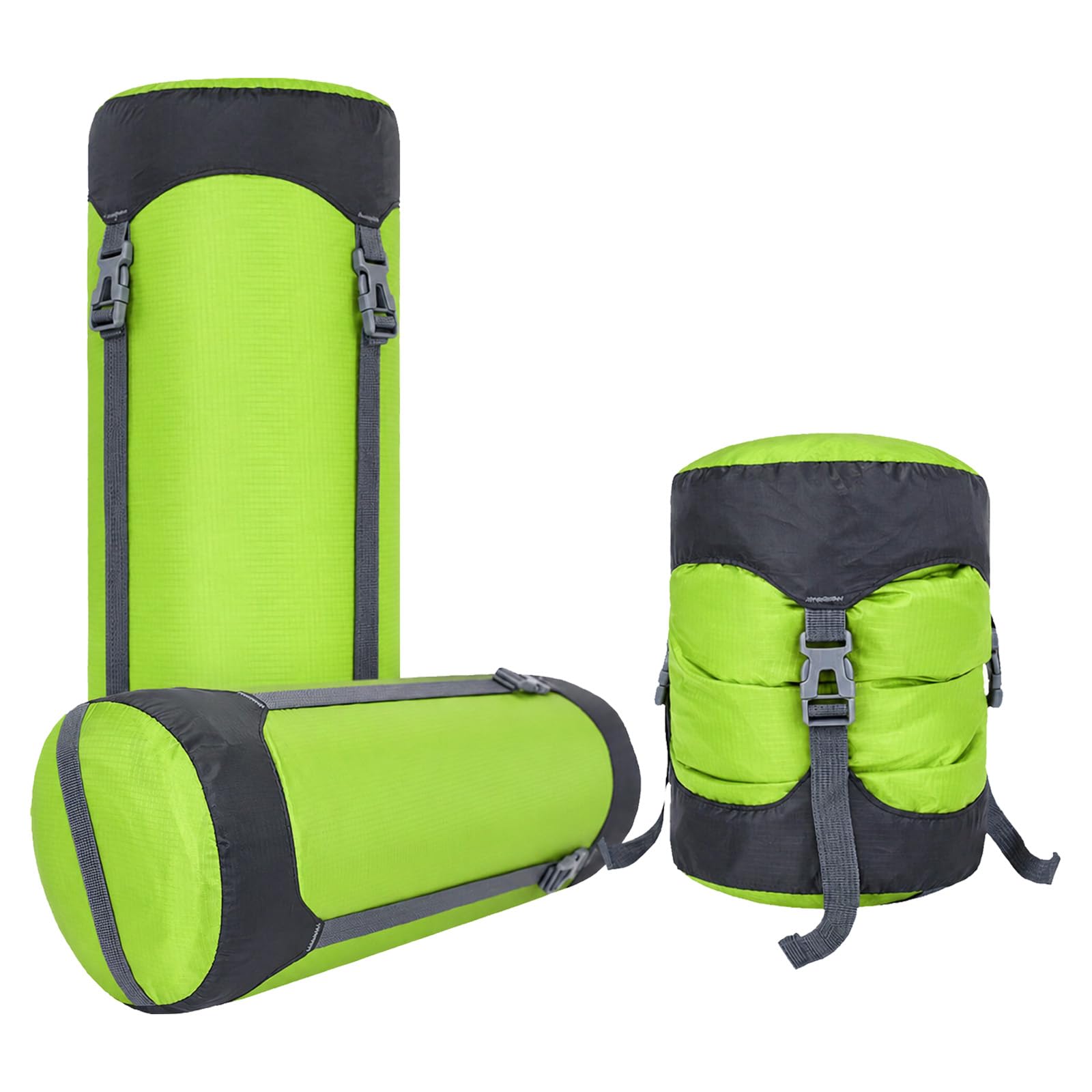 Guerity Compression Stuff Sack,Waterproof Sleeping Bag Compression Sack, 11L/18L/30L/ Outdoor Storage Bag Stuff Sack for Camping Hiking Backpack (Fluorescent Green, 30 L)