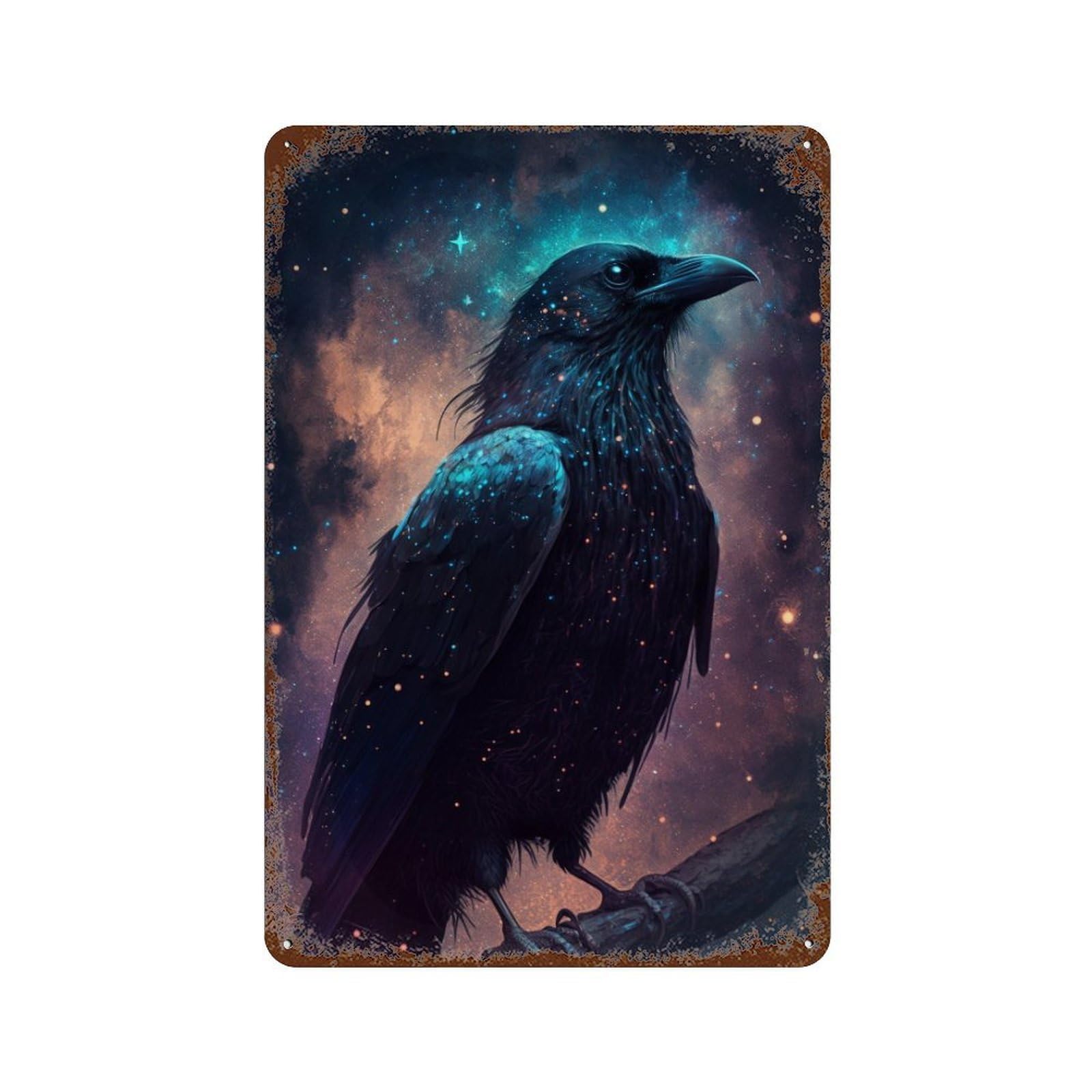 Cosmic Raven Artwork-1 Vintage Rust Metal Sign 11.8"x7.9", for Basement, Hobby Room And Garage Decor, Retro Wall Decor