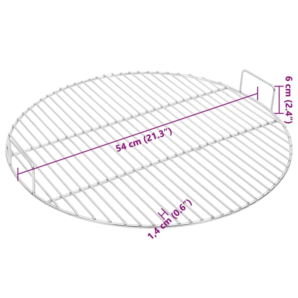 vidaXL Ruszt do grilla, z uchwytami, Ø54 cm, stal nierdzewna 304