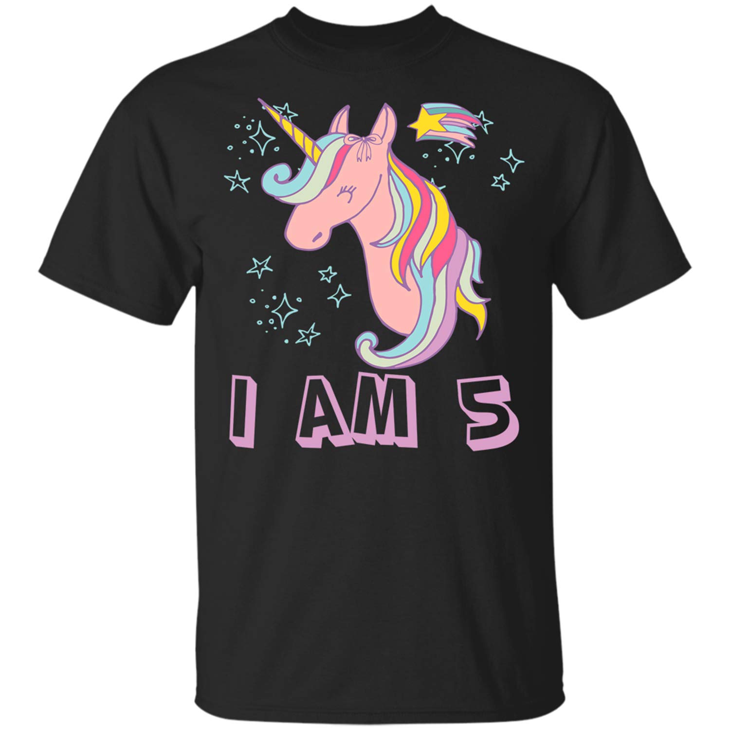 Kids Girls 5th Birthday 5 Year Birthday Cute Unicorn T-Shirt