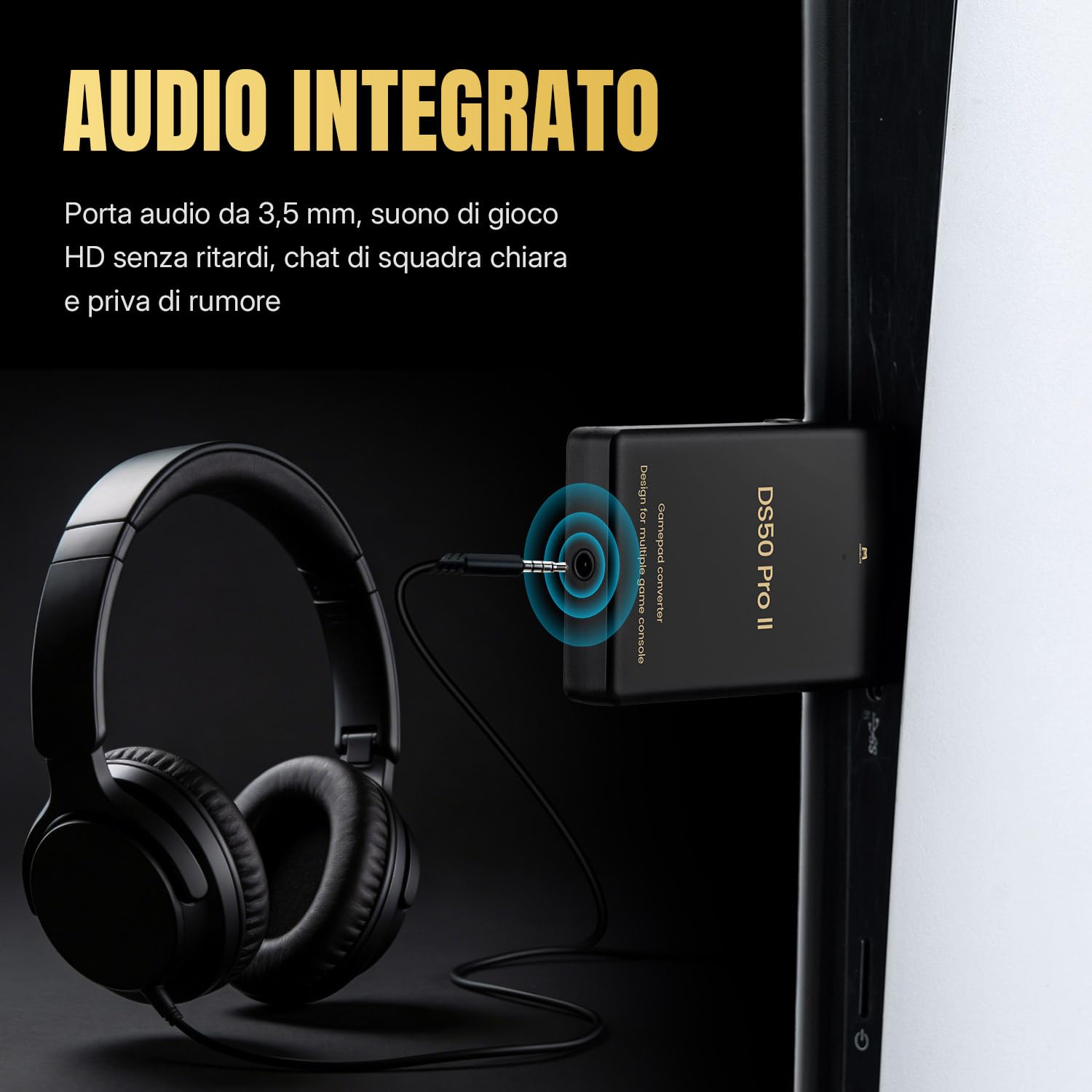 Mcbazel Besavior DS50 PRO2 Convertitore per Gamepad, supporta controller PS5/PS4/Xbox One S/Xbox Series X/S/Xbox Elite 2/Switch Pro su PS5/PS4/PS3/PC/Switch 2 e 1/Lite, audio integrato da 3,5 mm,