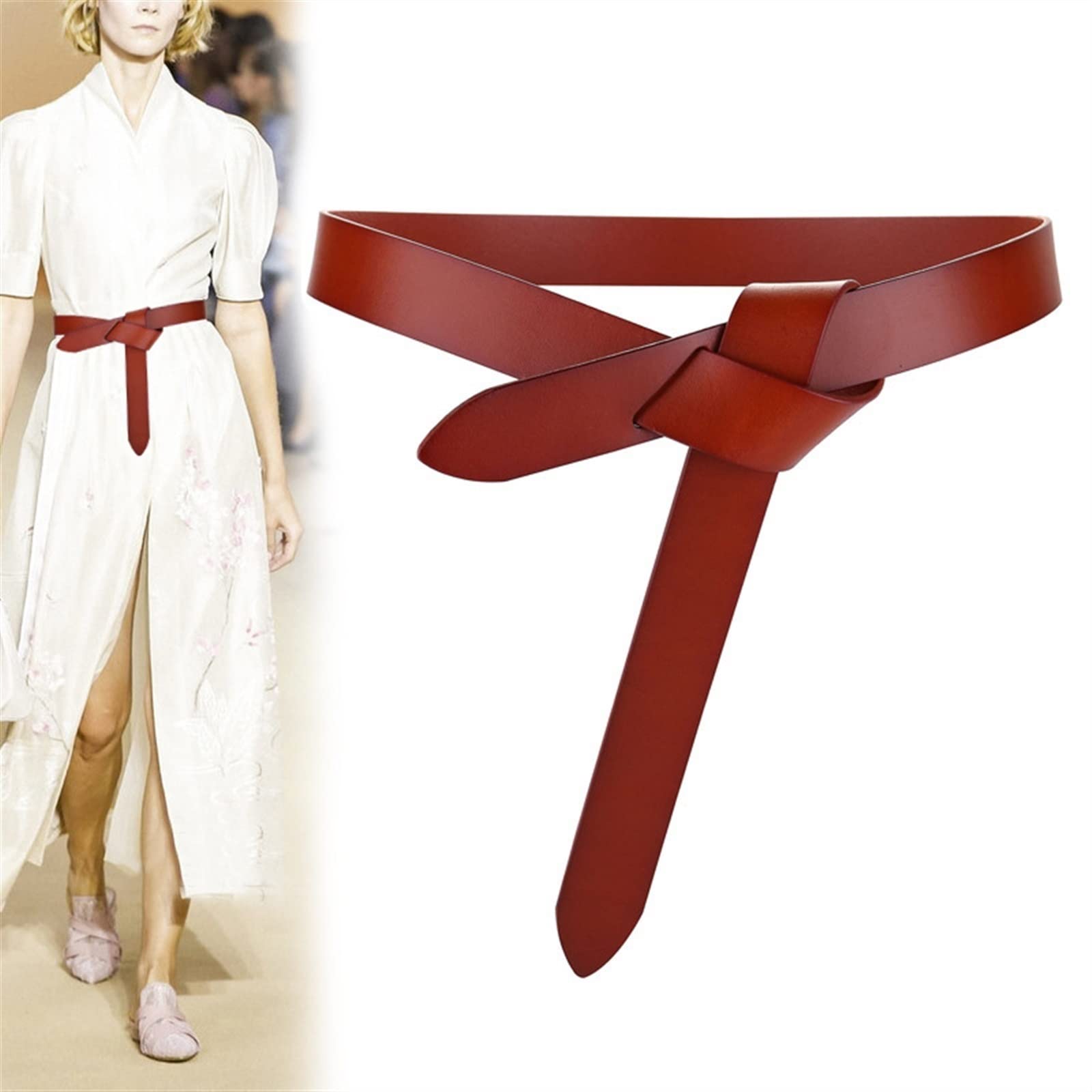 Waist Belt Women Belts Soft Real Leather Knotted Strap Belt Dress Accessories Lady Waistbands Long Women Belt Belt for Women (Size : 120CM, Color : Khaki)