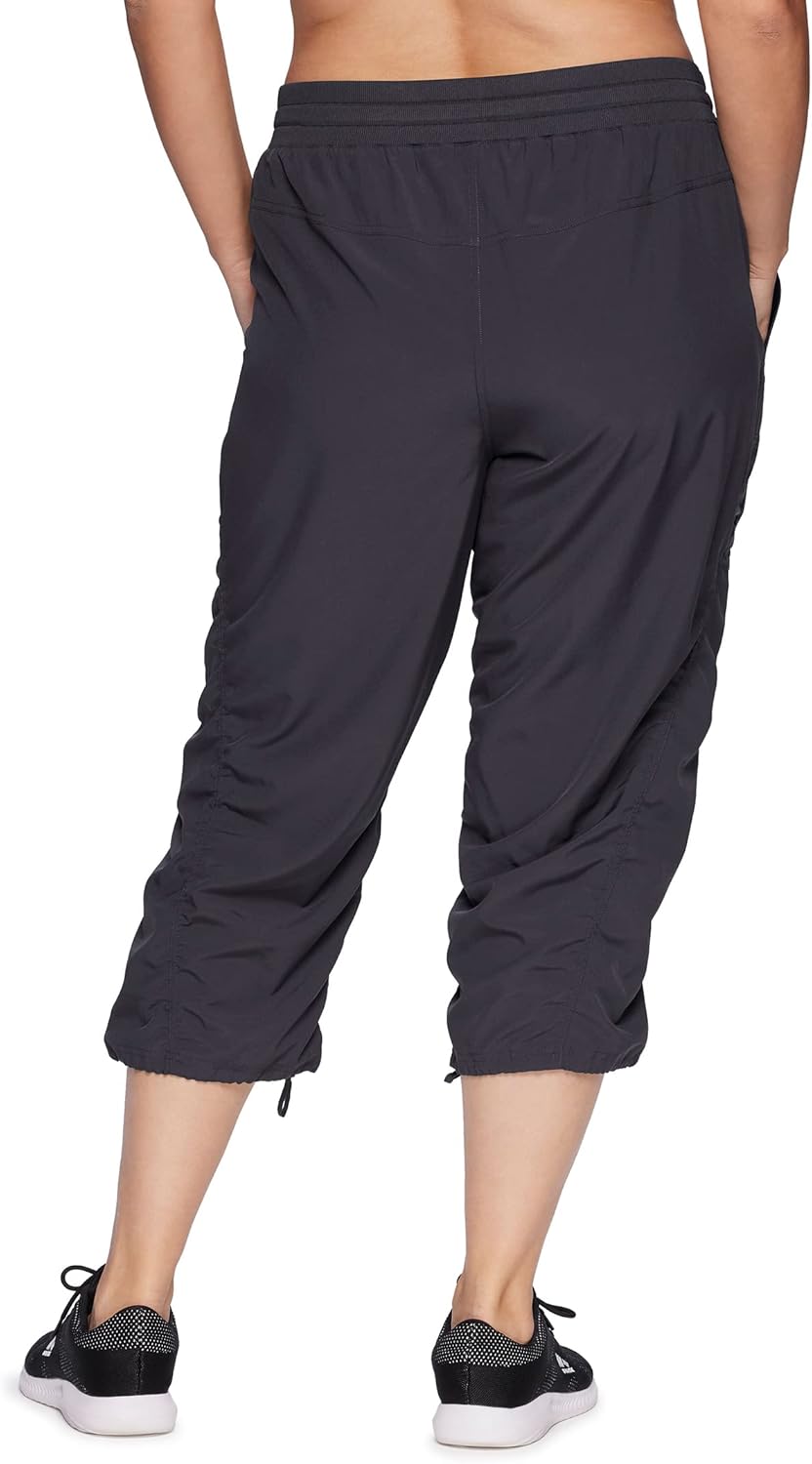 RBX Active Women's Plus Size Fashion Lightweight Woven Body Skimming Drawstring Capri Pant - Image 2