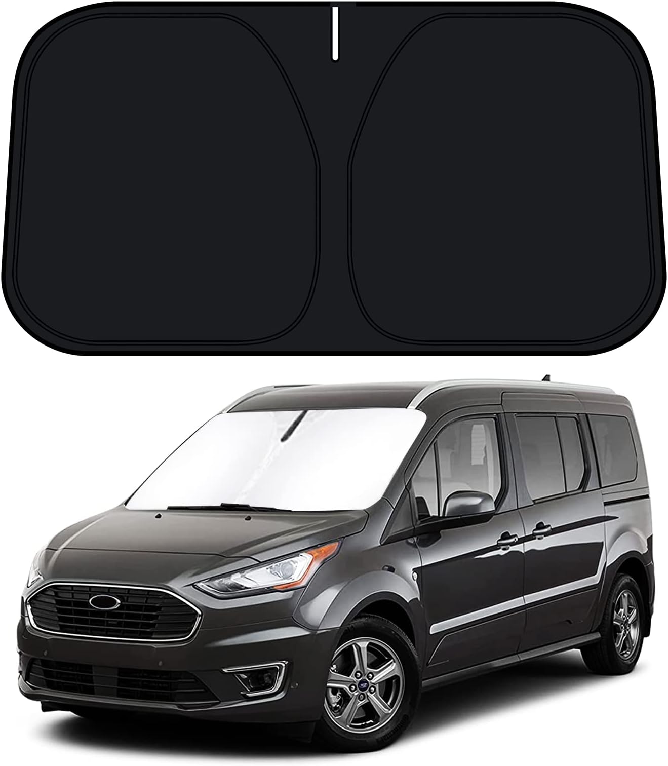 D-Lumina Windshield Sun Shade for 2015-2022 Fo-rd Transit Wagon XL Wagon XLT & Van XL Accessories, Front Window Sunshade Sun Visor Protector Block UV Rays Heat, Foldable 2 Layers 210T Material
