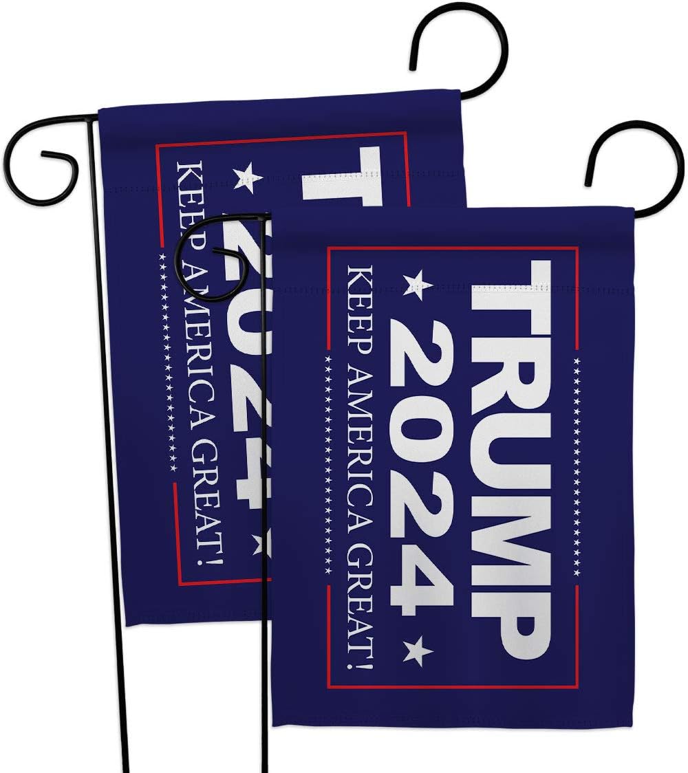 Trump 2024 Garden Flags Pack Americana Political President Democrat Republican Tea Party United State American Election USA Applique Small Gift Yard House Banner Made In 13 X 18.5