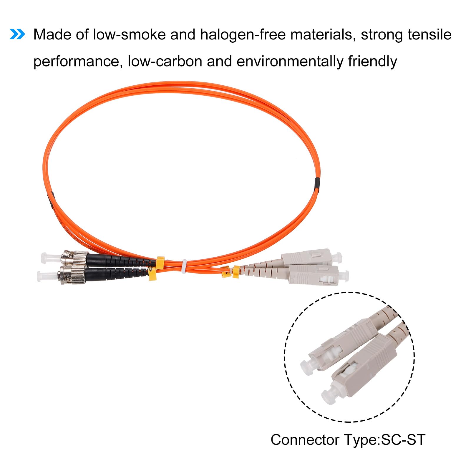 sourcing map 1 Metro 3.2 Ft Fibra Cable Parche Multimodo Dúplex Sc-st Om1 LSZH Fibra Cable Óptico Cordón Fibra Óptica Saltador Naranja para Equipos Mecánicos Conexión Red Transceptor 1uds