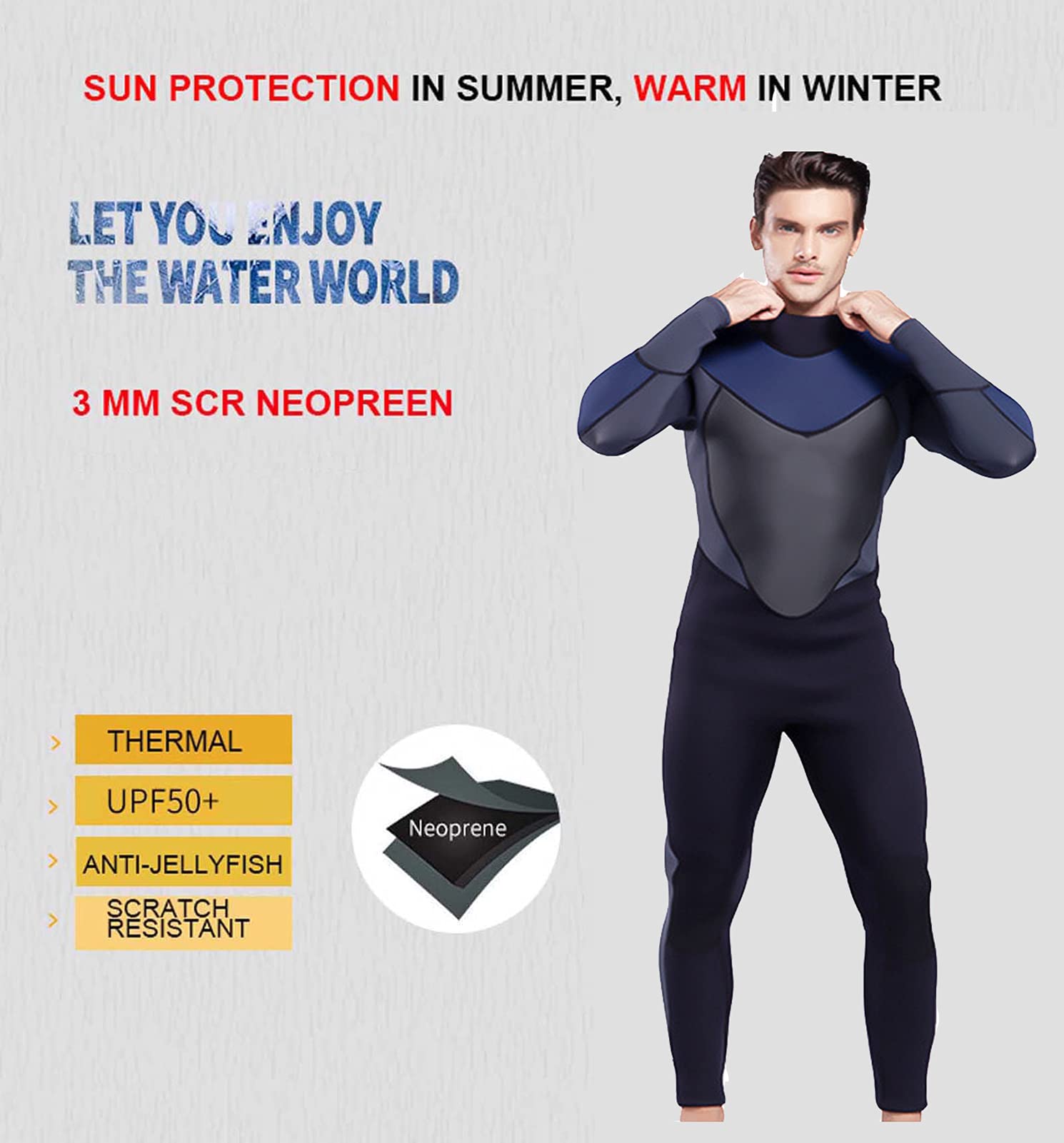 Amazon.co.jp: メンズウェットスーツ3mmネオプレンフルボディ