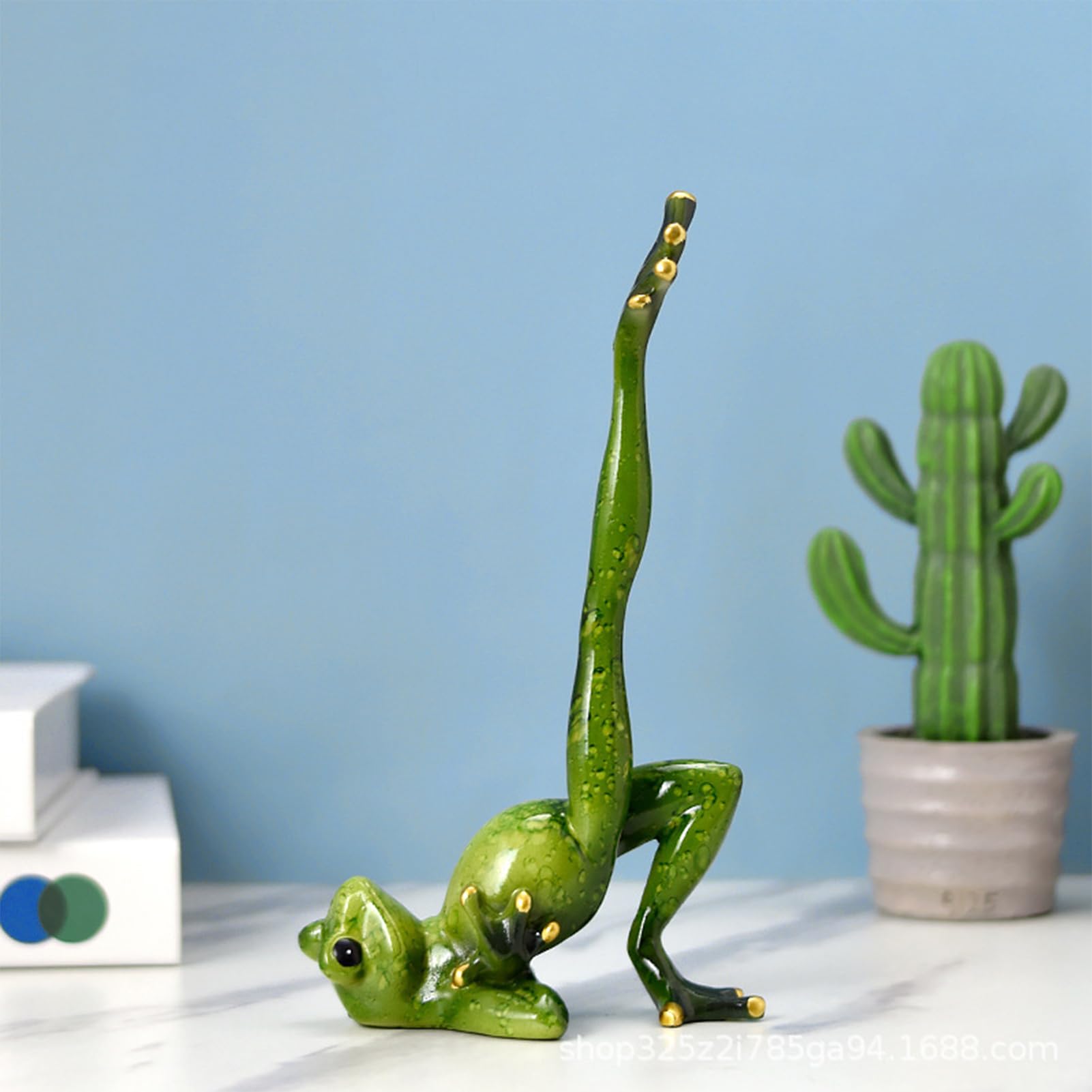 Figurines décoratives de grenouille de yoga, environ 20 cm Statue de grenouille en résine Décoration pour maison bureau chambre (Sur une jambe)