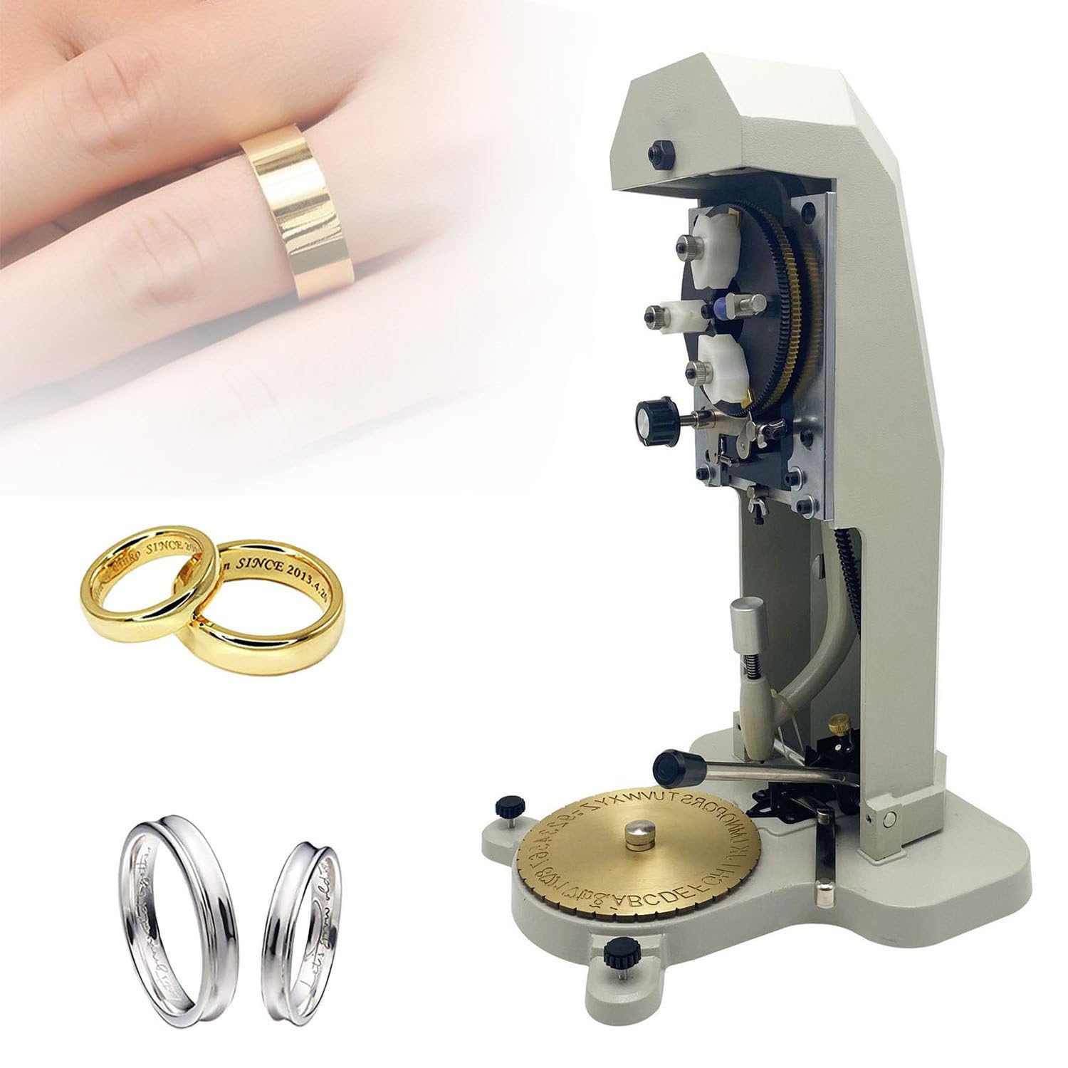 Ymnogjie Inside Ring Engraving Stamper Machine, Double Sided Alphabet & Number Dial Ring Engraver, 1.5mm-2.0mm Character Block for DIY Jewelry Ring
