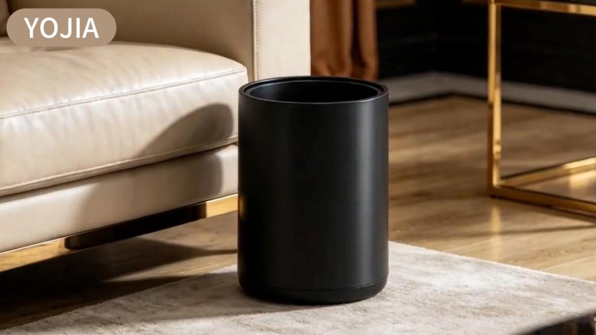 Image of 2.1 Gallon /8L Bathroom Trash Can, Small Garbage Can, Open Top, Modern Waste Basket, for Bedroom, Hotel Toilet, Kitchen, Office (Black)