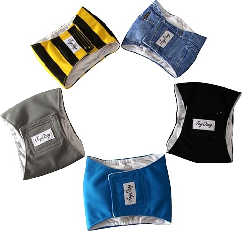 Miniatura 9 de JoyDaog - Pañales reutilizables para cachorros varones, paquete de 5, lavables, bandas reutilizables para el vientre, para perros