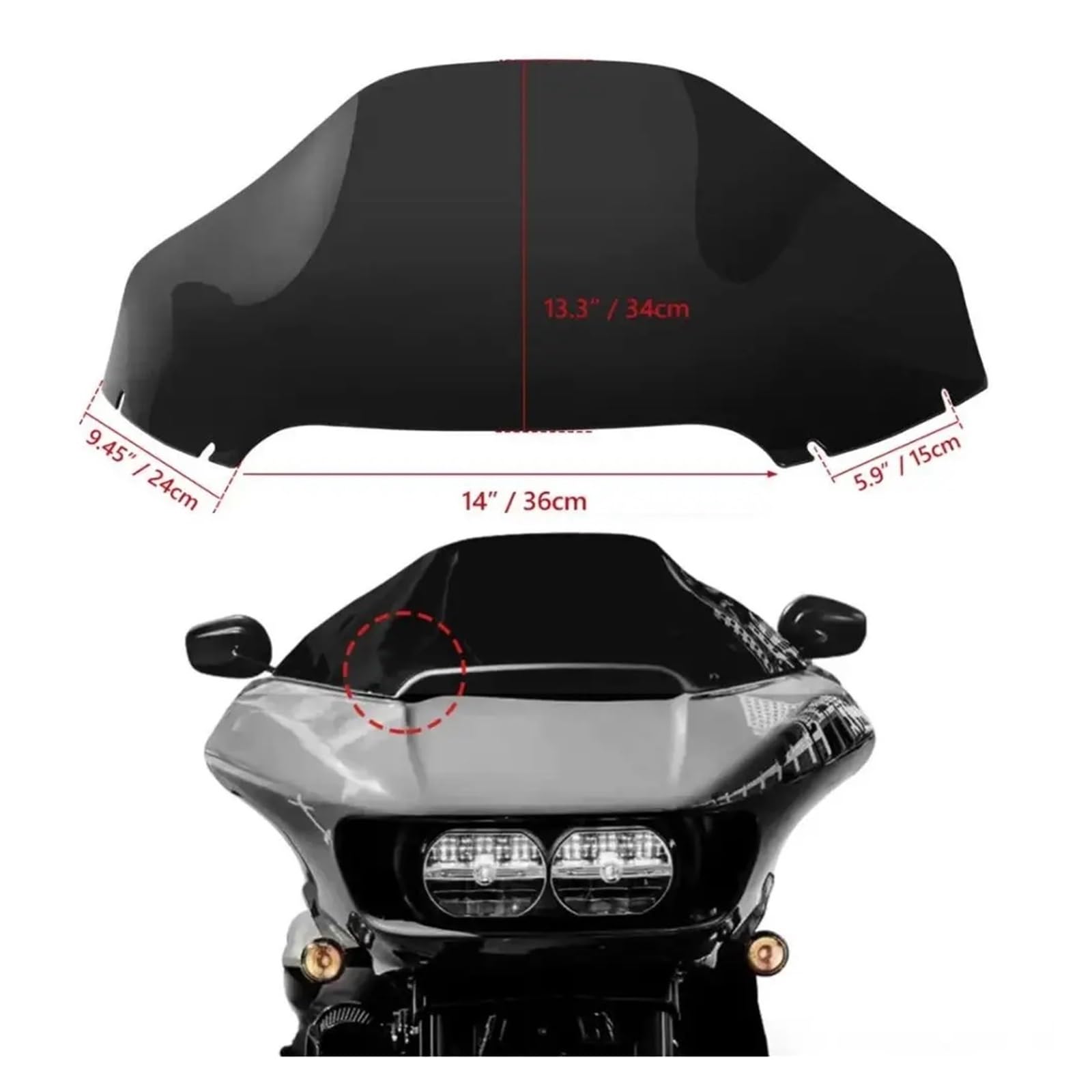 Przednia szyba motocyklowa 13" Osłona Przedniej Szyby Motocykla Harley Road Glide Special Ultra Limited CVO FLTRT 2015-2023 Osłona przeciwsłoneczna(Clear)
