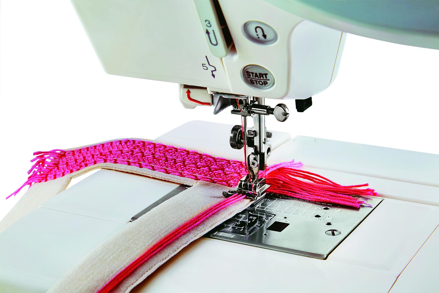 Usha New Janome Marvela Pink Automatic Zig-Zag Electric Sewing Machine With Free Sewing Kit | Sewing Light | 7 Built-In-Stitches | 14 Stitch Functions | 2 Year Warranty | Pink & White — Amazon image 3