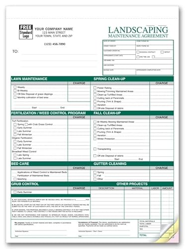 6523 Landscaping Maintenance Agreements 8 1/2 x 11" Quantity 100