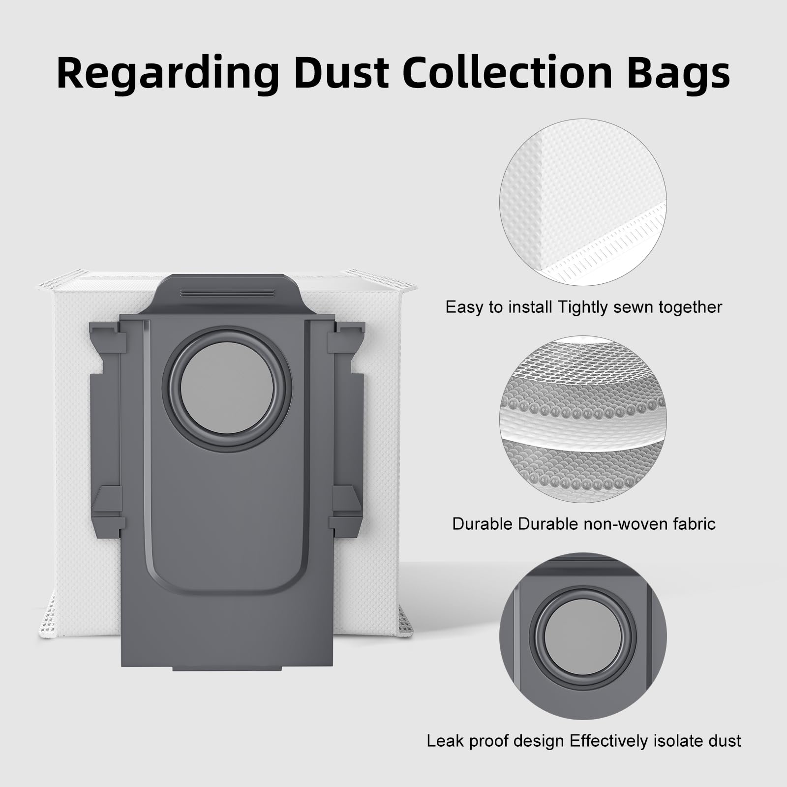 Paquete de 8 bolsas de polvo compatibles con aspiradora Roborock Q Revo, Qrevo Pro, Qrevo S, Qrevo MaxV, Qrevo Plus, Qrevo Master, S8 Max Ultra, S8 MaxV Ultra, bolsas desechables de gran capacidad de
