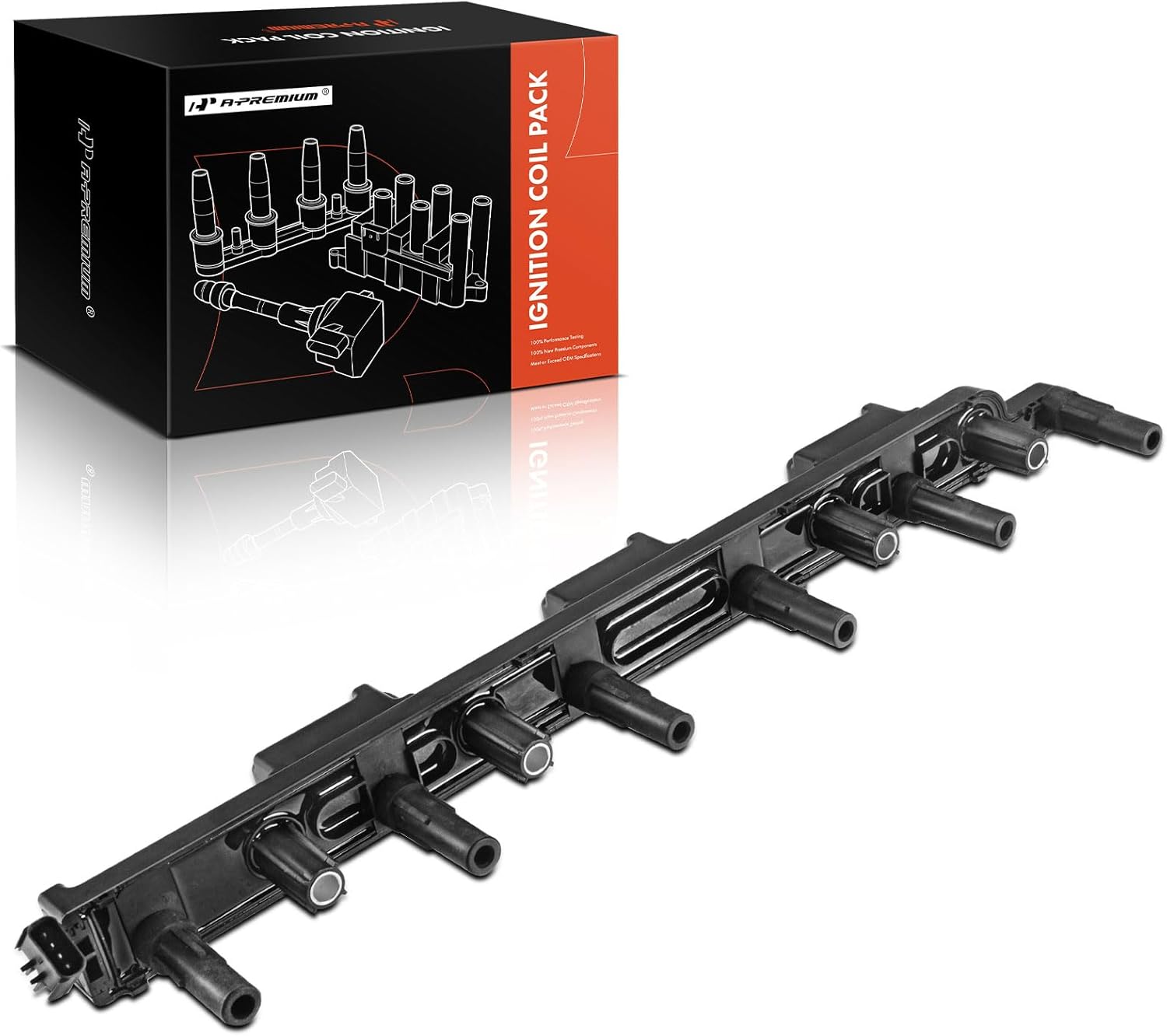 A-Premium Engine Ignition Coil Packs Compatible with Jeep L6 4.0L Engine - Cherokee 2000-2001, TJ 2000-2006, Wrangler 2000-2006, Grand Cherokee 2000-2004