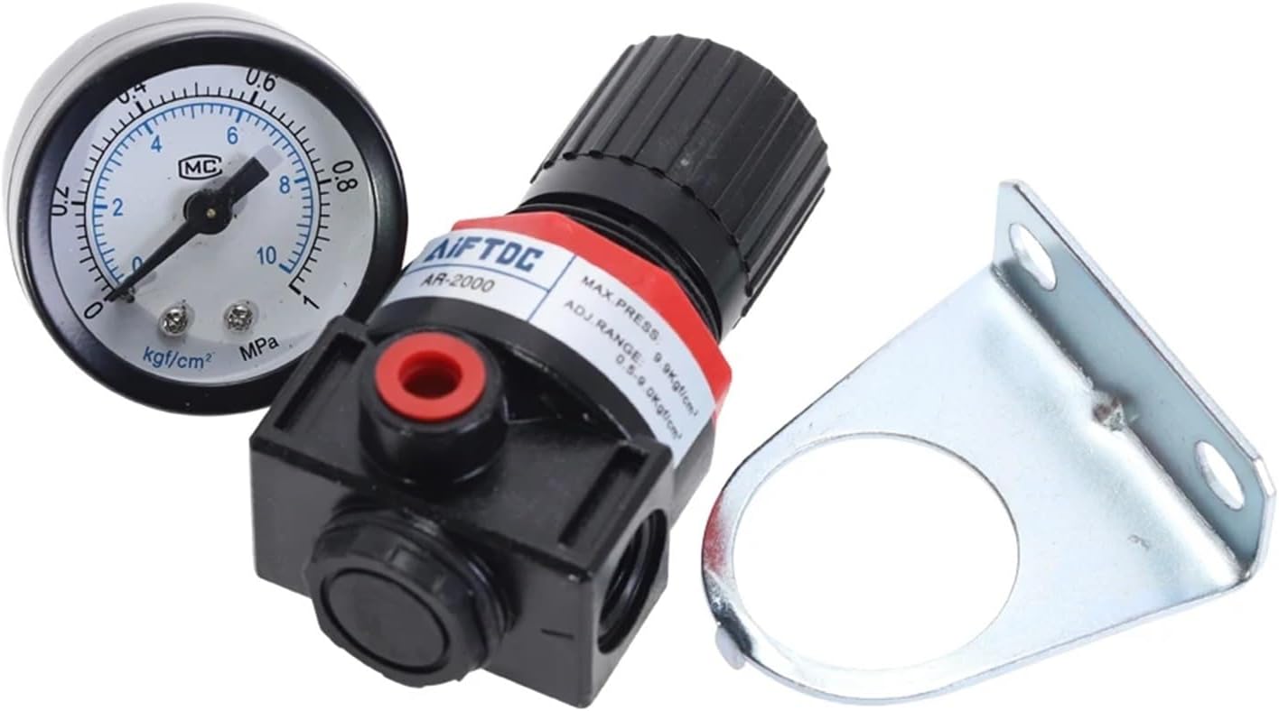 AR2000 1/4" Thread BSP Pneumatic Air Compressor Pressure Regulator Reduction Valve 4MM 6MM 8MM 10MM 12MM Connector Fittings(AR2000 w PC8mm)