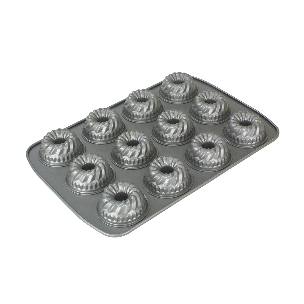 PME Non Stick 12 Cup Mini Fluted Ring Pan, Carbon Steel, CSB123, Silber, 5x12x0.5 inches - Image 2