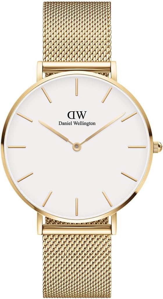 Daniel Wellington Petite Evergold Women’s Watch – Japanese Quartz Movement, Stainless Steel Mesh Strap, Water Resistant, Gold Watch for Women