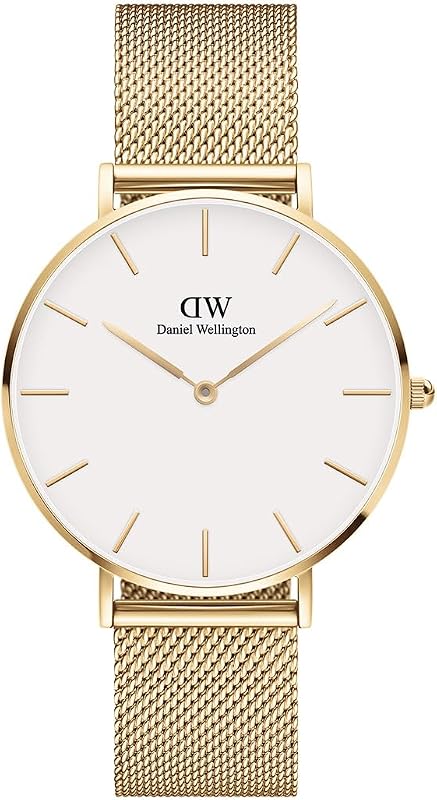 Daniel Wellington Petite Evergold Women’s Watch – Japanese Quartz Movement, Stainless Steel Mesh Strap, Water Resistant, Gold Watch for Women