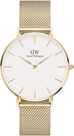 Daniel Wellington Petite Evergold Womens Watch Japanese Quartz Movement, Stainless Steel Mesh Strap, Water Resistant, Gold Watch for Women