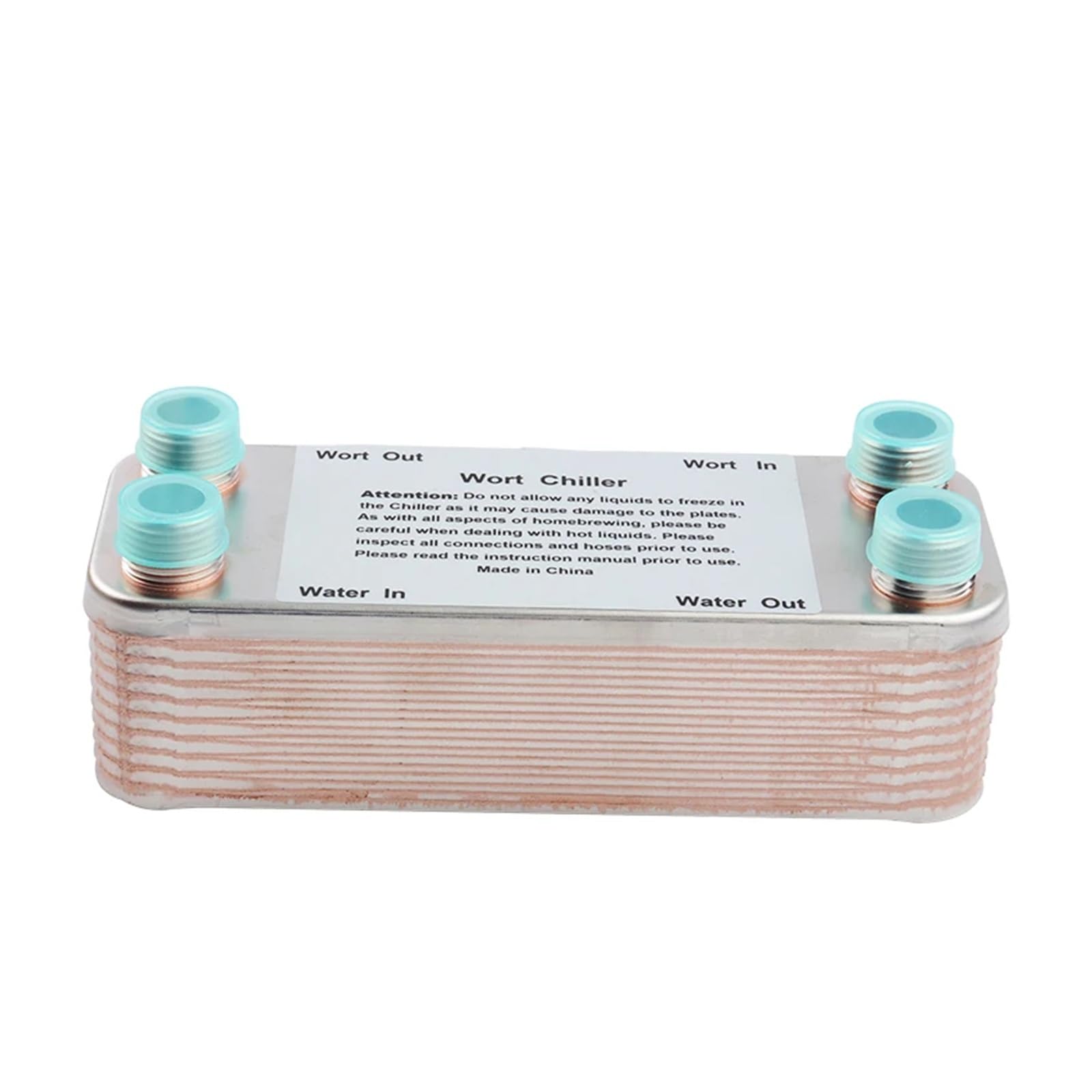 Enfriador de Mosto con intercambiador de Calor de 20 Placas, de Acero Inoxidable y Cobre Soldado, Herramientas de enfriamiento for Cerveza casera. Múltiples Aplicaciones