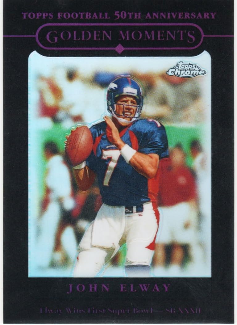 John Elway Topps Football 50th Anniversary Golden Moments Serial Numbered 073/100-2005 Topps Football Card #157 (Broncos)
