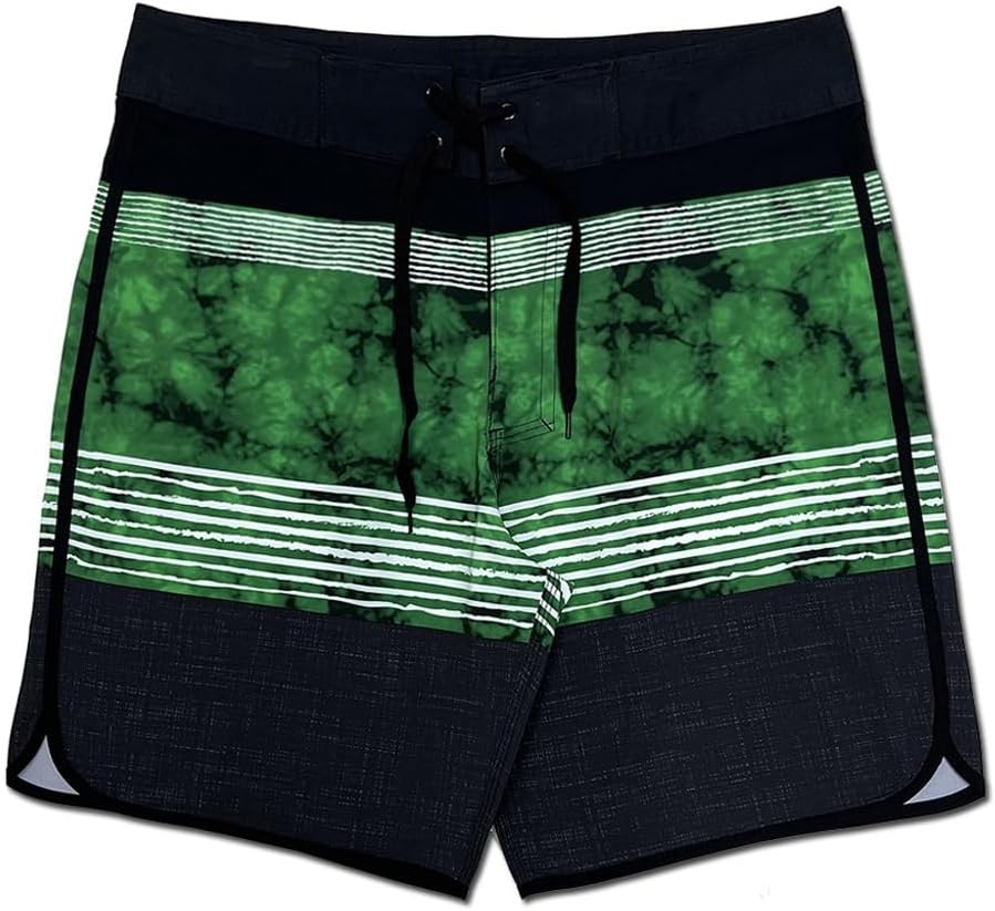 HBJWOV Men's Quick Dry Beach Surf Pants Striped Printed Stretch Beach Coat Rafting Casual Shorts