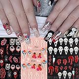 3 Hojas 3D Pegatinas Para Uñas Halloween Ojos Sangrientos Oscuridad Mariposa Roja Araña 5D Autoadesiva Nail Art Stickers Decoración