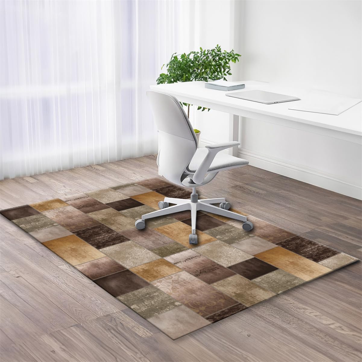 Heavyoff Office Chair Mat for Carpet Floor,Desk Chair Mat for Hard Floors,Under Desk Rug Protector for Rolling Chair,Computer Gaming Chair Mat,Foldable Bohemian Low Pile Floor Mat, Style 9, 100x120cm
