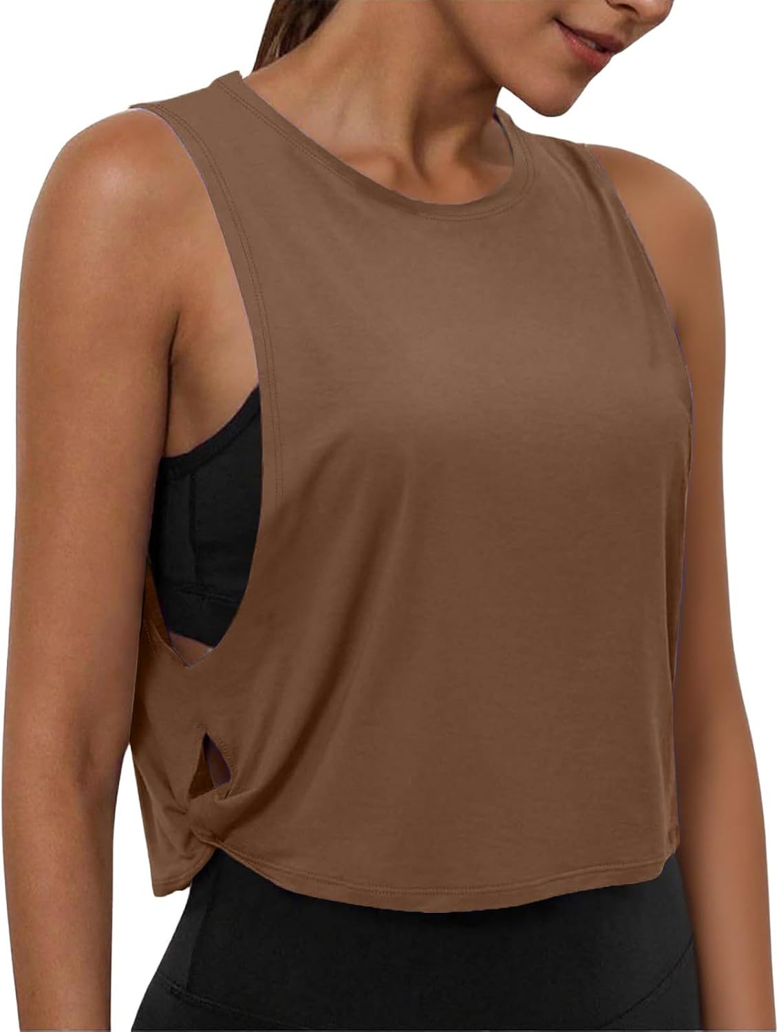 Athletic Tank Tops for Women Loose Cropped Workout Shirts Lightweight Sleeveless Yoga Running Gym Tops Sports Vest