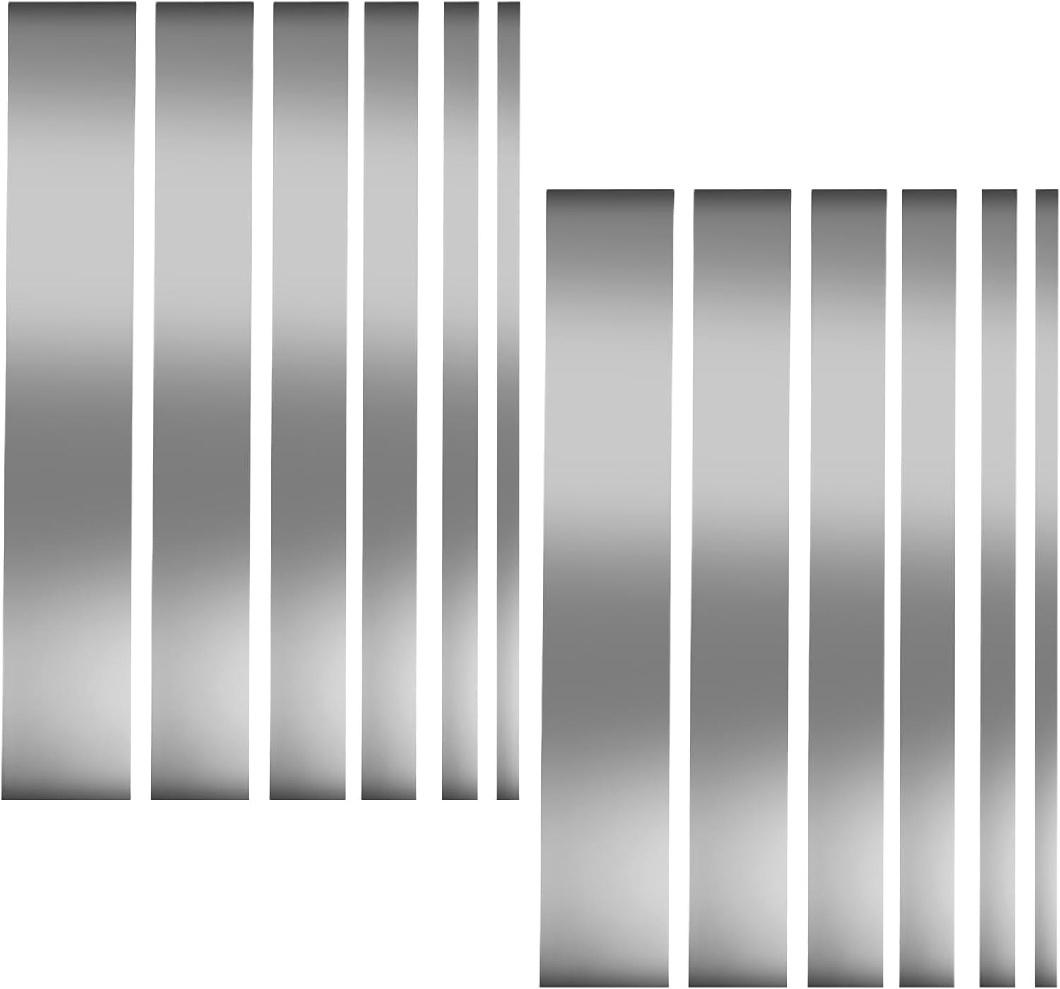 12 Pcs 304 Stainless Steel Strips 30 Inch Long 0.04 Inch Thick Stainless Steel Trim Strip Metal Sheet Finishing Sheet Gap Filler for DIY Craft Kitchen (1/2, 1, 1.5, 2, 3, 4 Inch Wide)
