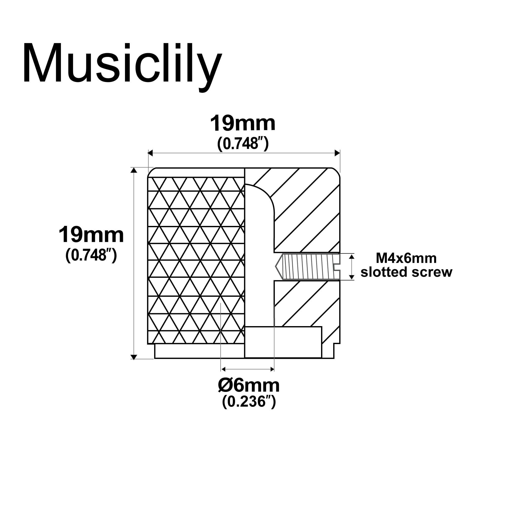 Musiclily Pro 6mm Steel Flat Top Dome Knobs Guitar Volume Tone Control Knobs with Set Screw for Tele Style Electric Guitar Precision Bass, Nickel (Set of 2)