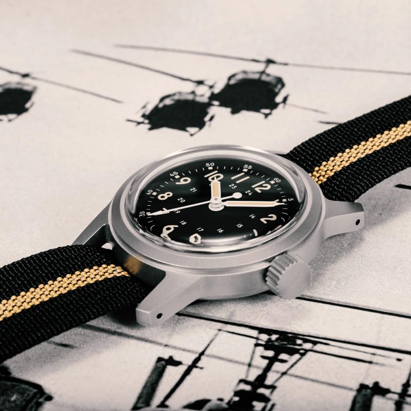Rdunae RA01 G10 Relojes Militares De Campo Para Hombres, 36,5mm Movimiento Miyota Super 2035 Reloj Vintage De Cuarzo, Reloj De Pulsera Retro Con Segundero Continuo, Mineral Abombado K1 Endurecido