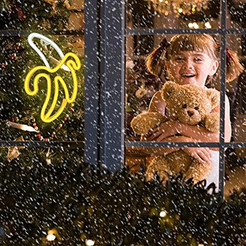 ENUOLI Banana Neon Signs LED Neon Lights Art Lights Wall Decorative Lights Battery/USB Operated Neon Lights for Walls Neon Light Signs for Kids Bedroom Birthday Party Bar Wedding Decor (Warm Yellow)