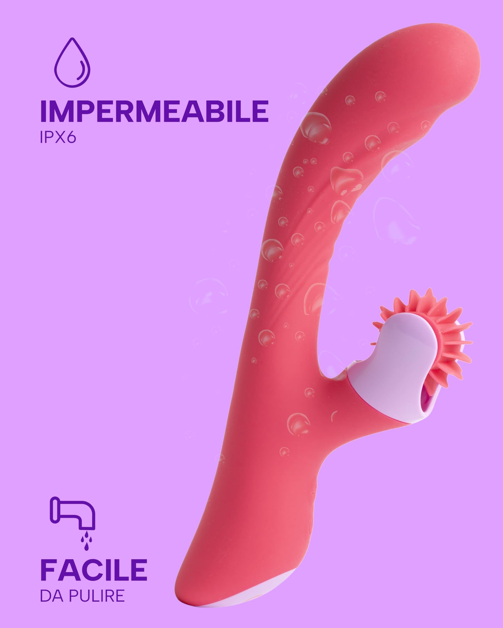 MySecretCase Vibratoreper Donna Punto G Squirting 21cm Vibratore Rabbit Vibratoreper Donna Clitoride 9 Modalità Vibrazione, 6 di Rotazione Lingua Vibrante Clitoride Sexytoysys Coppia Squirting
